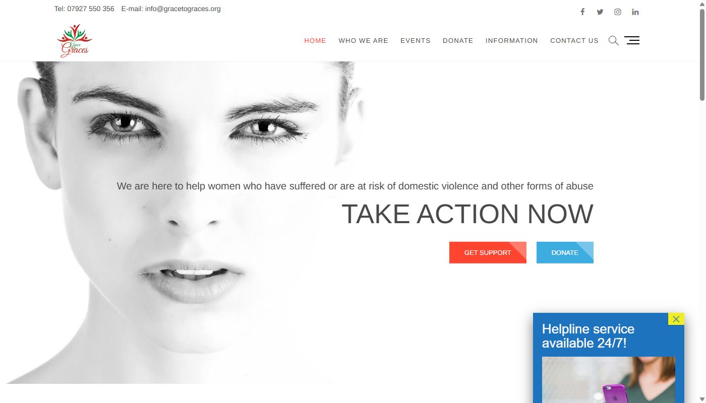 Grace to Graces charity website screenshot